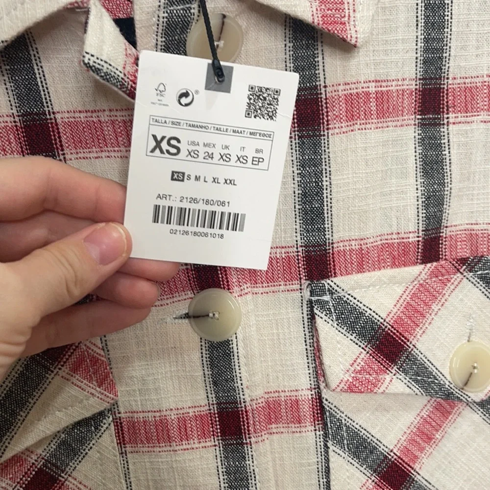 NEW ZARA PLAID OVERSIZED SHACKET COAT XS - Picture 3 of 7